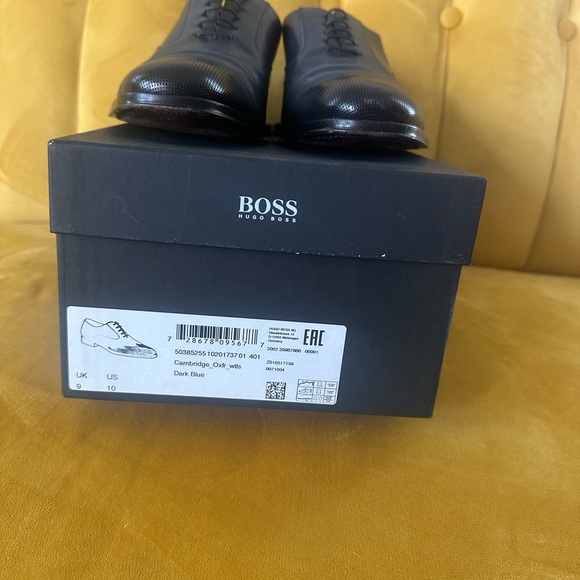 Boss Men\'s Navy Leather Oxfords